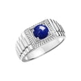 thumbnail image 3 of RYLOS Men's Ring Sterling Silver Ring, 7MM Round Shape Gemstone Designer Style Rings Lapis September Birthstone Rings Silver Size 10, 3 of 7