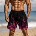 thumbnail image 2 of Timoontee Mens Shorts Neon Green Flame Print Elastic Waist Drawstring Durable Fabric for Vacation Outings Pink XXXL, 2 of 9