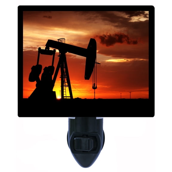 Night Light - Night Light Plus Extra Free Switchable Insert. 4 Watt Bulb, E12 Base. Pump Jack Sunset.