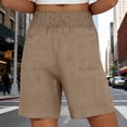 thumbnail image 6 of Yteetum Women's Cotton Linen Shorts Summer Mid Rise Elastic Waist Shorts Casual Solid Loose Lightweight Breathable Travel Vacation Shorts, 6 of 6