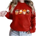 thumbnail image 1 of Haut à Col Rond Imprimé Manches Longues 100 % Polyester pour Femmes (Rouge, TG), 1 of 4