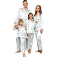 thumbnail image 3 of MEZZALL Kids Satin Silk Button Down Pajama Sets Solid Color 2 Piece Sleepwear Loungewear Long Sleeve Lapel Shirts With Pants Family Matching Nightwear, 3 of 6