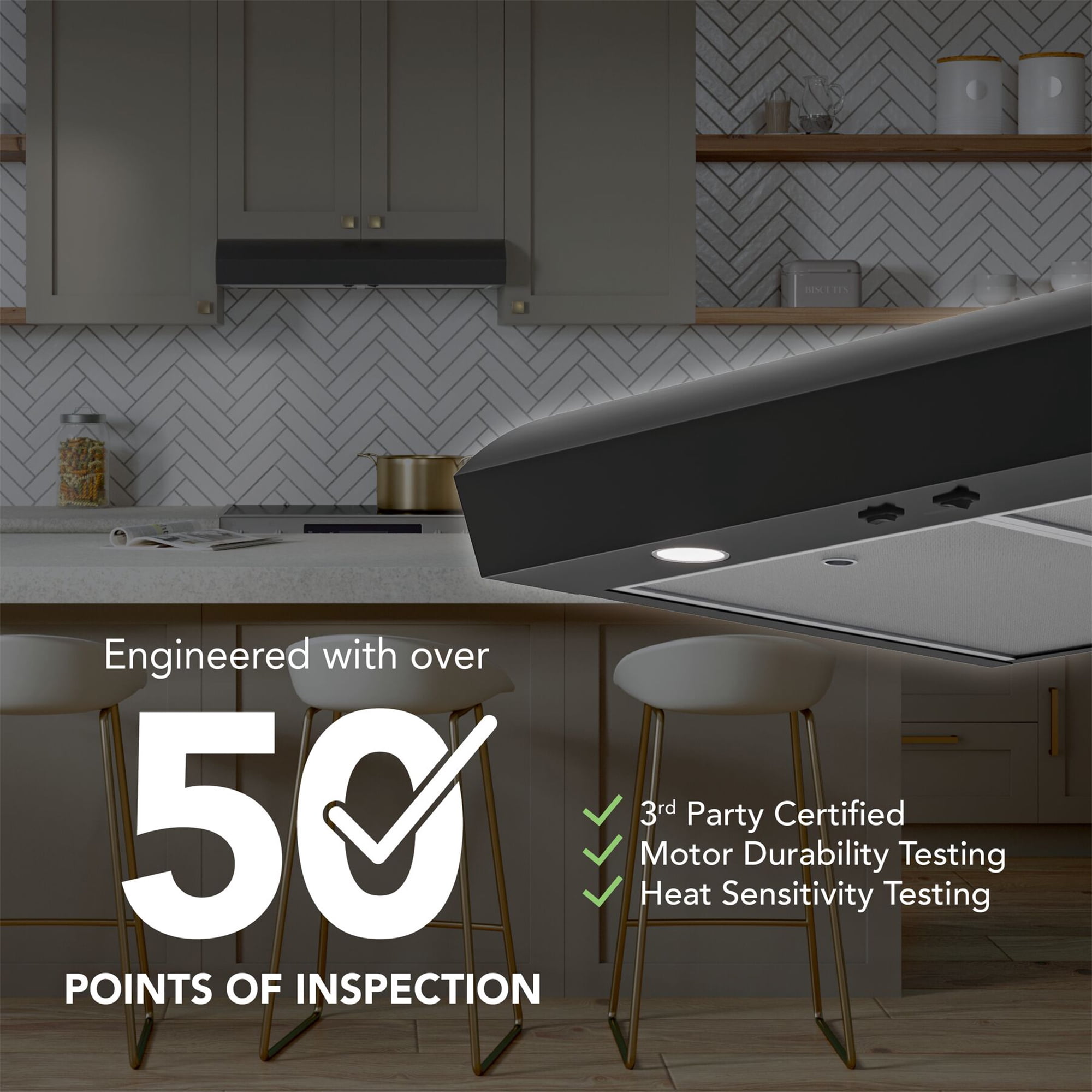 Broan-NuTone 30" Under Cabinet Rangehood, ENERGY STAR, 350 Max Blower CFM, Black
