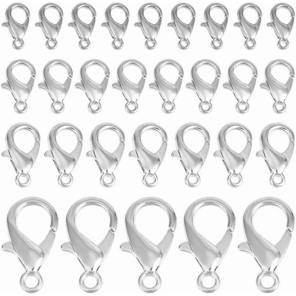 120pcs 4 Size Lobster Claw Clasps Silver Necklace Bracelet Clasps Metal Jewelry Clasp Trigger Clasp Fastener Hooks