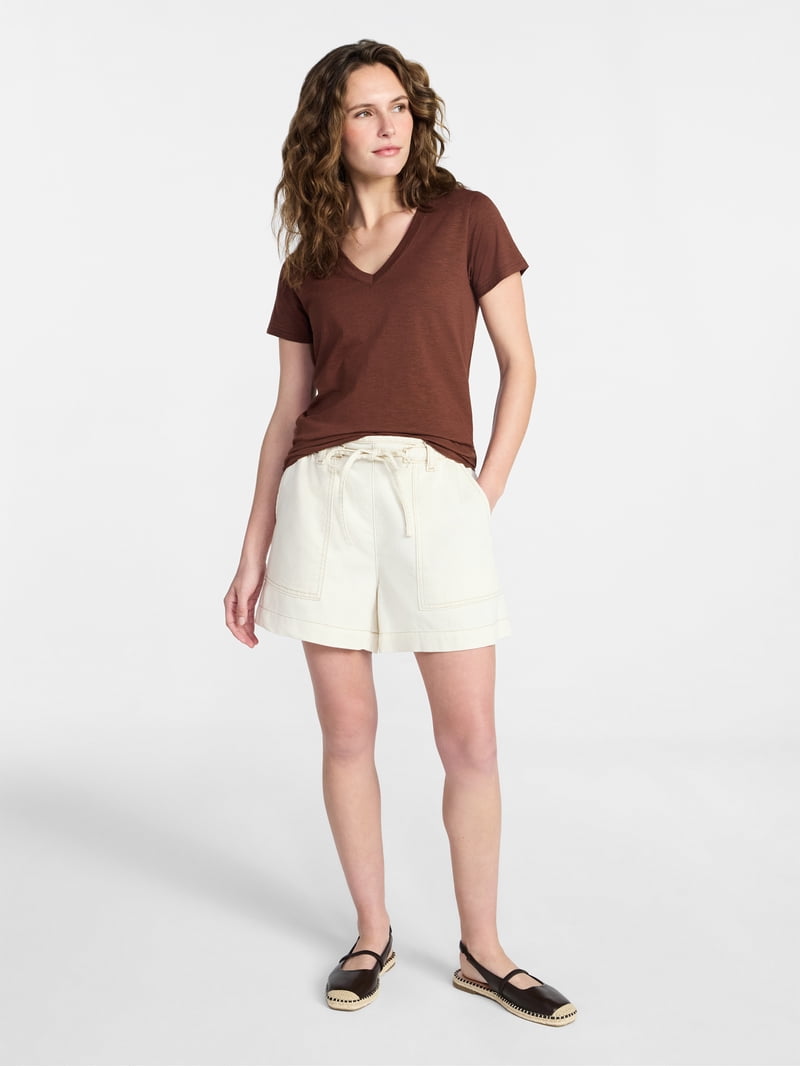 Time and Tru Women's Drapey Twill Utility Shorts, 4