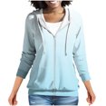 thumbnail image 3 of Women's Full Zip Up Hoodie Long Sleeve Hooded Sweatshirts Pockets Jacket Coat for Women, 3 of 8