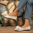 thumbnail image 3 of Bowknot Ballet Flat Shoes for Women Comfy Round Toe Walking Shoes Casual Slip on Wedding Dressy Shoes White Size 8, 3 of 6