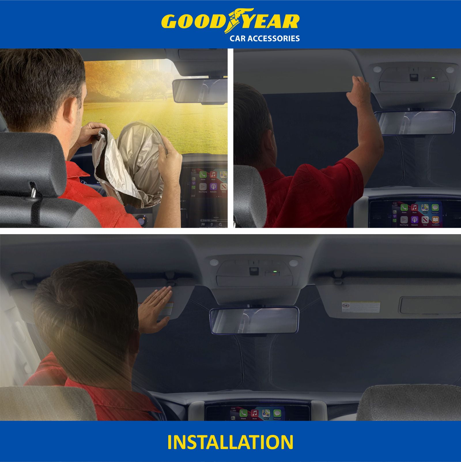 Goodyear Foldable Windshield SunShade for Honda CR-V (CRV) 2012-2016, SUV car accessories, Sunshade Cover, Sun Shade Car Windshield, Window Sun Blocker - GY008282