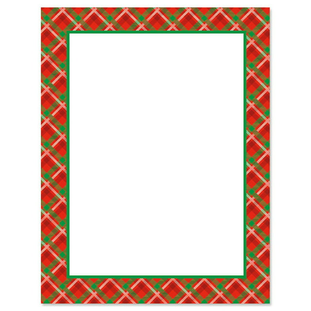 Plaid Frame Christmas Letter Papers - Set of 25 Christmas stationery ...