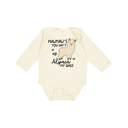 

Inktastic Mawmaw s You Say Alpaca My Bags Gift Baby Boy or Baby Girl Long Sleeve Bodysuit