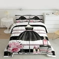 thumbnail image 2 of Black Dress Bedding Sets Queen Modern Fashion Comforter Set Modern Themed Bedding Comforter Sets Fashion Woman Dress Down Comforter Pink High Heels Romantic Makeup Decor Duvet Sets, 2 of 7