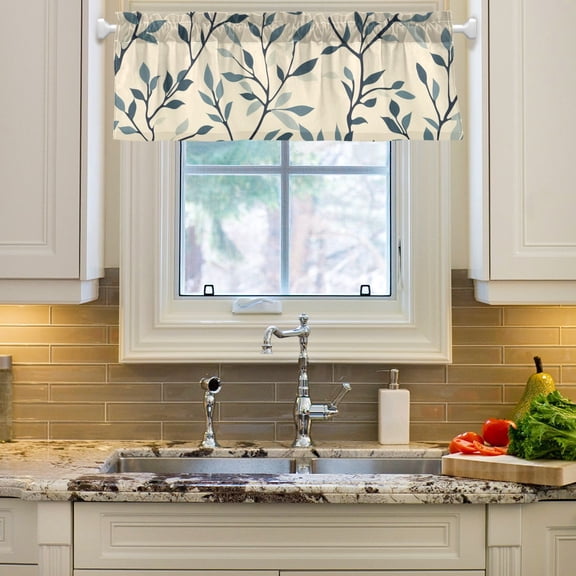 Leaves Full Curtain Valances Farmhouse Design Window Treatment Decor Blackout Rod Pocket for Windows Living Room Kitchen 54" x 18"