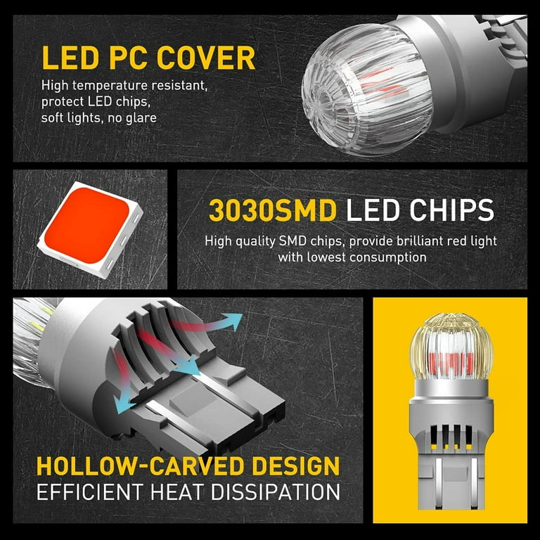 AUXITO 7443 LED Bulb Red Extremely Bright 3030 Chipsets 7440 7441 7444 T20 W21W LED Replacement Lamp for Tail Lights Stop Brake Signal Lights