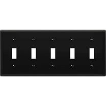 ENERLITES Five Gang Light Switch Wall Plate, Toggle Switch Plate, Gloss Finish, 5-Gang Mid-Size 4.88" x 10.39", Unbreakable Polycarbonate Thermoplastic, 8815M-BK, Black