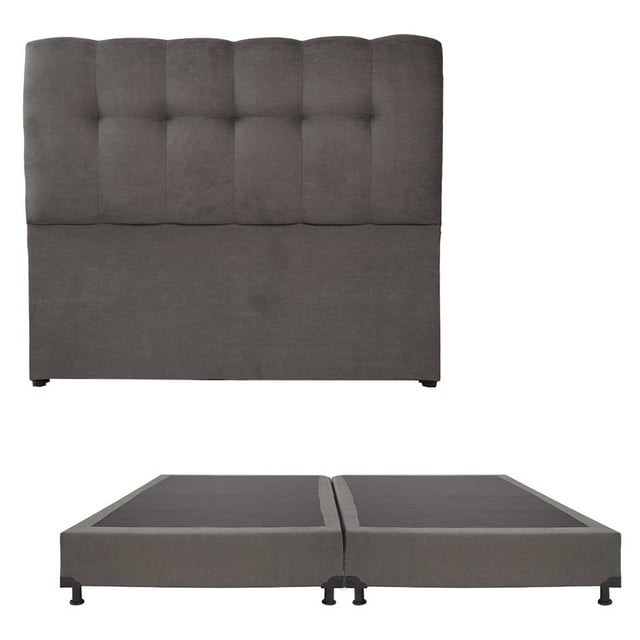 Box Base Cama King Size + Cabecera Nube Gris Dicasa Bless