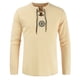 thumbnail image 1 of Camisas s Para Hombre Manga Larga Camisa de lino y algodón a la moda para hombre, camiseta de Yoga étnica de playa de Color sólido de manga larga (Khaki, 3XL), 1 of 4