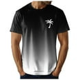 thumbnail image 3 of Lycaql Short Sleeve Shirts for Men Gradient Print Vacation Top T Shirt Men's Casual Crew Neck Male Summer Beach Gradient Print T Shirt Blouse Short Sleeve O Neck Tops T Shirt(Black,XL), 3 of 6