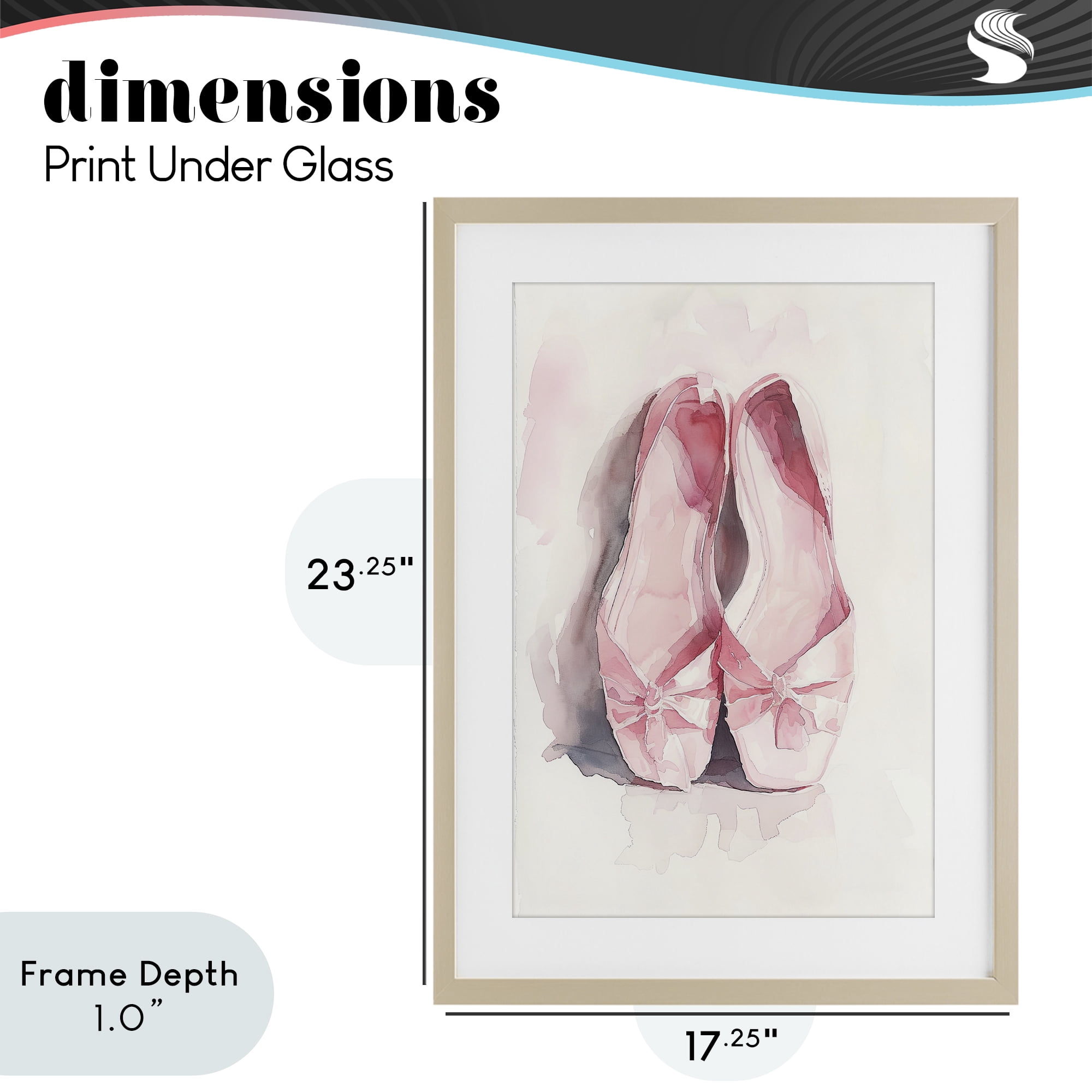 Stupell Industries Soft Blush Ballet Slippers Birch Framed Print Under Glass, design by Ray Powers