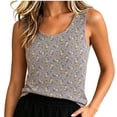 thumbnail image 3 of Liweisiy Women's Vintage Tank Tops Floral Sleeveless Crewneck Loose Fit Shirts Summer Casual Layering Tops Gray-3 2XL, 3 of 6