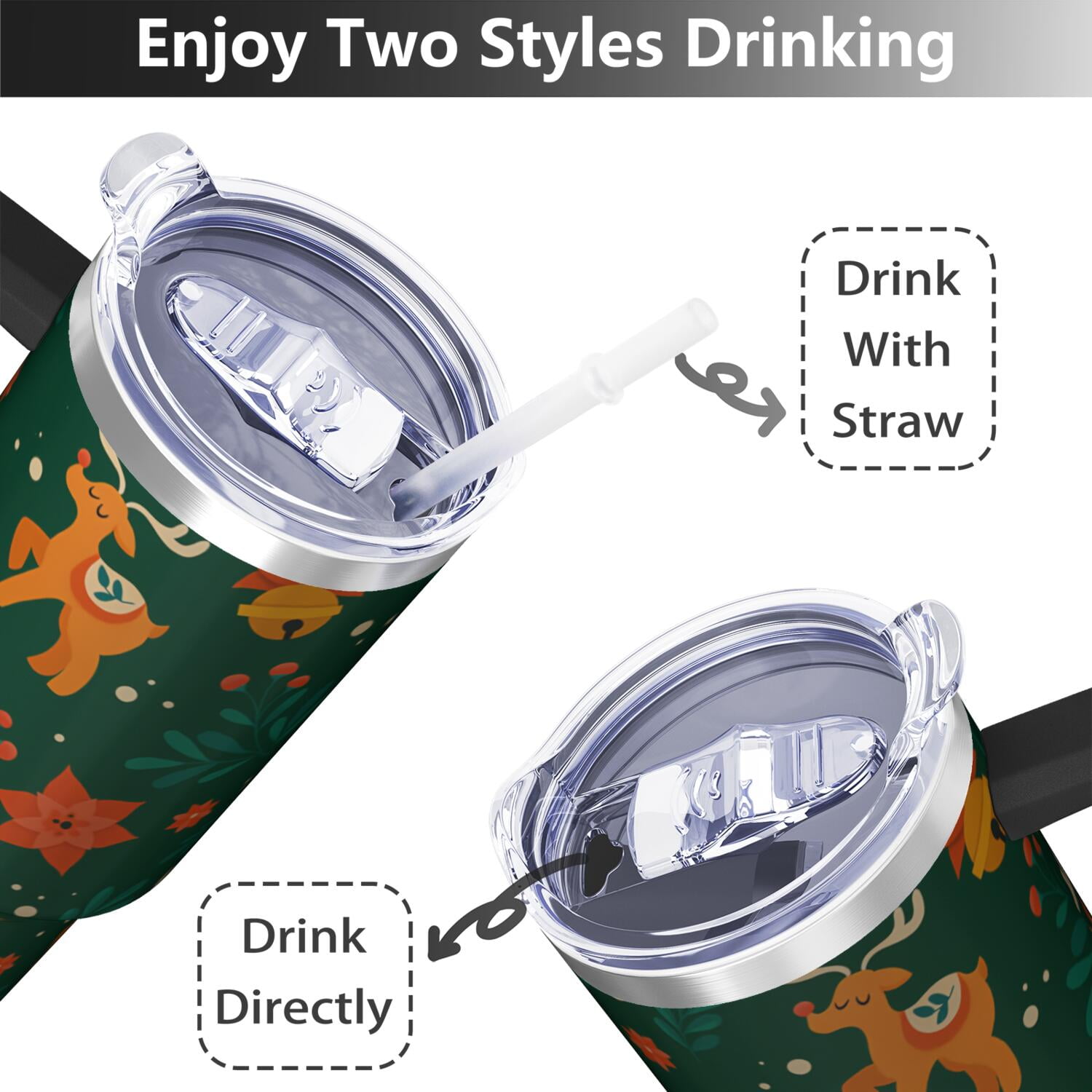 1pc 40 oz Christmas Tumbler with Lid and Straw Stainless steel Insulated tumblers Cute water bottle Travel/Gym coffee tumbler Gifts for Women/men