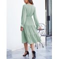 thumbnail image 7 of Women's Spring Dress, Long Sleeve Mini Tunic Casual V Neck Wedding Guest Dresses, 7 of 7
