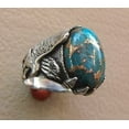thumbnail image 5 of Blue Copper Turquoise Mans Ring, Natural Copper Turquoise Ring, Eagle Jewelry, 925 Silver Ring, Birthday Gift, Heavy Mens Ring, Arabic Design, Ottoman Style Ring, Christmas, Turkey Mens Signet Ring, 5 of 5