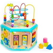 Pidoko Kids Wooden Baby Activity Cube - Gifts for 1 2 Year Old Boys and Girls - Montessori 1st First Birthday Gift for Babies Bundle