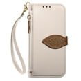 thumbnail image 2 of Leather For Google Pixel 10 Pro XL Case Leaf buckle zipper wallet  3-card  Flip Wallet Leather Case With Card Holder Magnetic Closure  Phone Cases Cover,White,For Pixel 10 Pro XL, 2 of 7