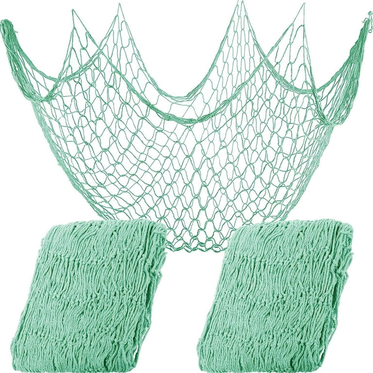2PCS Fish Net Decorative Cotton Fishnet Decor for Pirate Party, Nautical  Party, Hawaii Party, Ocean Themed Wall Hanging-Green 