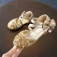 thumbnail image 3 of URMAGIC Kids Girls Crystal Dress Shoes Glitter Princess Sandals(Golden,5 Toddler-3 Little Kids), 3 of 5