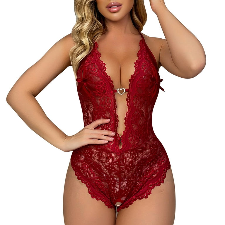 Valentines Day Deals 2024! AKAFMK Womens Lingeries,Sexy Lingerie for  Women,Ladies Fashion Sexy Cute Lingerie Hollow Lace Flowers Ruffles Sexy