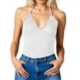thumbnail image 1 of HNMKIU Basic Tank Tops For Women Solid Color Sexy Lace Lace Backless Lace Up Top Tank Top, 1 of 4