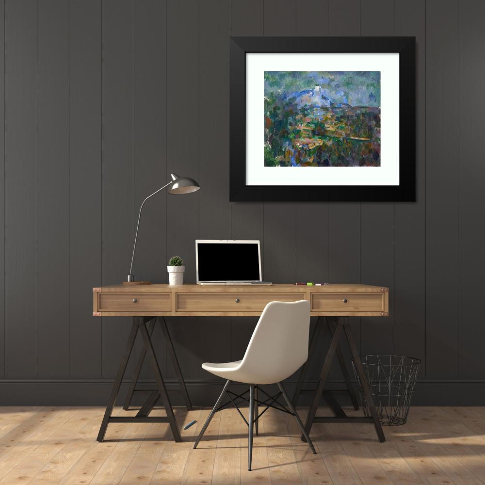 Paul Cézanne 24x20 Black Modern Framed Museum Art Print Titled - The Mont Sainte-Victoire Seen from Les Laures (1904)