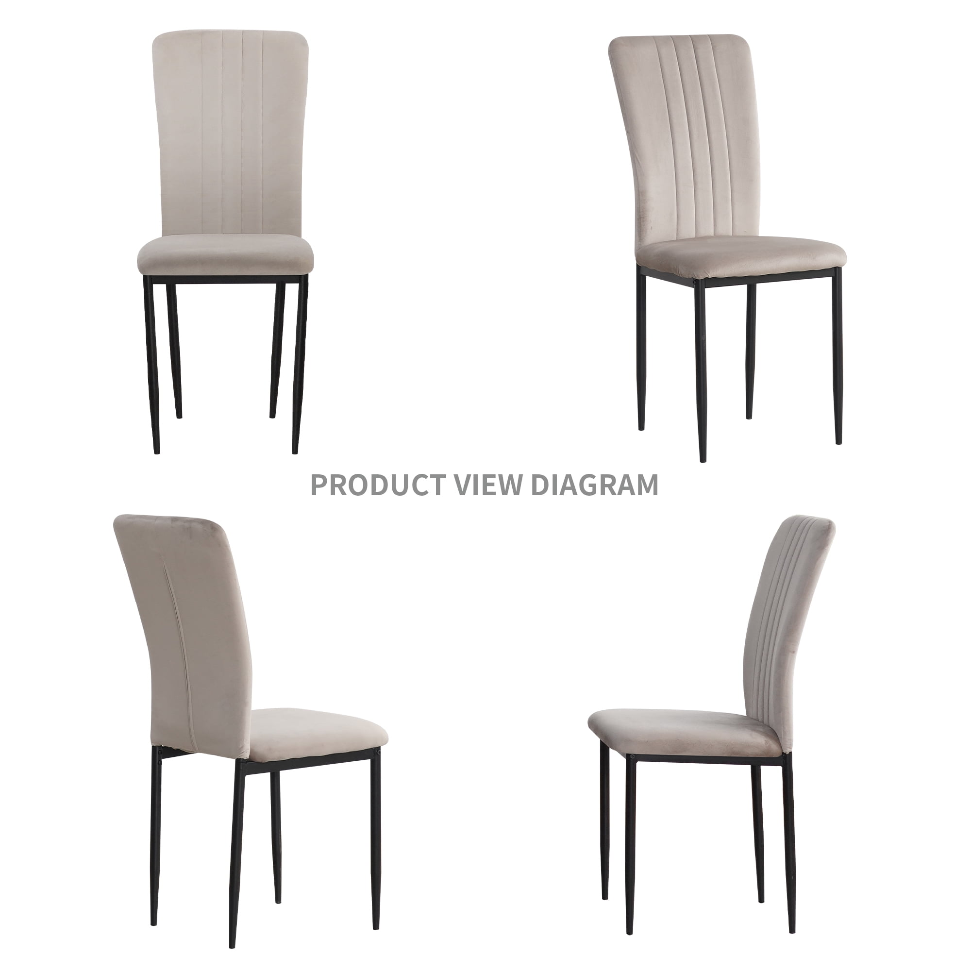 Set of 4 Dining Chairs, Kitchen Chairs, Velvet Chairs; Modern Upholstered Dining Room Chairs with Metal Legs and Adjustable Feet, Gray