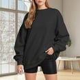thumbnail image 2 of vigerkar Crewneck Sweatshirts Women Comfort Oversized Sweatshirt Cozy Fleece Pullover Sweatshirts No Hood Soft Cute Fall Tops (Black, XL), 2 of 4