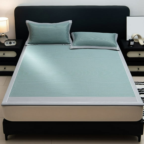 EGNMCR Ice Silk Cool Mat Set With Pillowcase Ice Silk Material Summer Bed Sheet Soft Mat Bed Sheet Ice silk bed sheet