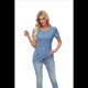 thumbnail image 4 of Blusas Lisas de Cuello Redondo y Corta para Mujer, 2025, Nuevas Blusas Sueltas de Verano, Lindas, Azules, Talla S, 4 of 10
