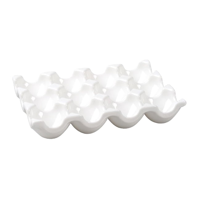 Ceramic Egg Box Egg Tray Holder Non Slip Egg Storage Organizer for Fridge Refrigerator Kitchen Worktop Countertop Decorative Accessories Holds 12 Chicken Eggs