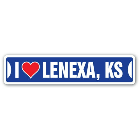 I LOVE LENEXA, KANSAS Street Sign ks city state us wall road décor (Best Bbq In Kansas City Ks)