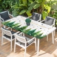 thumbnail image 2 of Merry Christmas Table Cloths for 6 Foot Rectangle Tables, Xmas Trees Snowflake Farmhouse Winter Patio Waterproof Elastic Fitted Tablecloths, Washable Rectangular Table Cover for Camping, 2 of 8