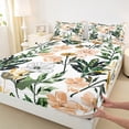 thumbnail image 3 of Homewish Chic Flowers Twin Sheet Sets 3pcs for Teens Boys Girls,Green Tree Leaves Twin Fitted Sheet Microfiber,Botanical Plants Breathable Flat Sheet,Lightweight Room Decor, 3 of 7