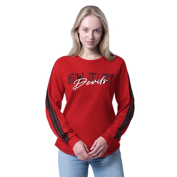 Women's G-III 4Her by Carl Banks Red New Jersey Devils Advantage Thermal Long-Sleeve Tri-Blend T-Shirt
