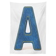 thumbnail image 3 of Ambesonne Letter a Tablecloth Rectangular Table Cover, Blue Uppercase Jeans, 60"x90", Blue Yellow, 3 of 4