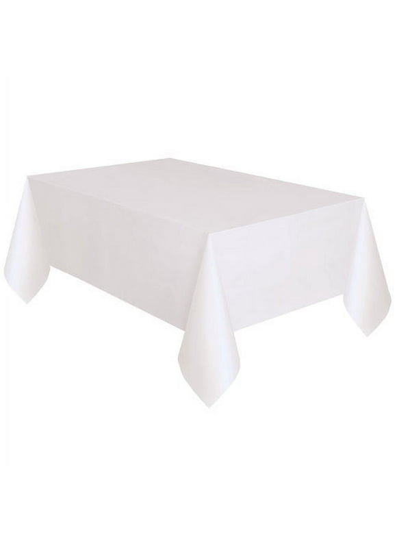 White Plastic Party Tablecloths, 108 x 54in, 3ct, Way to Celebrate!