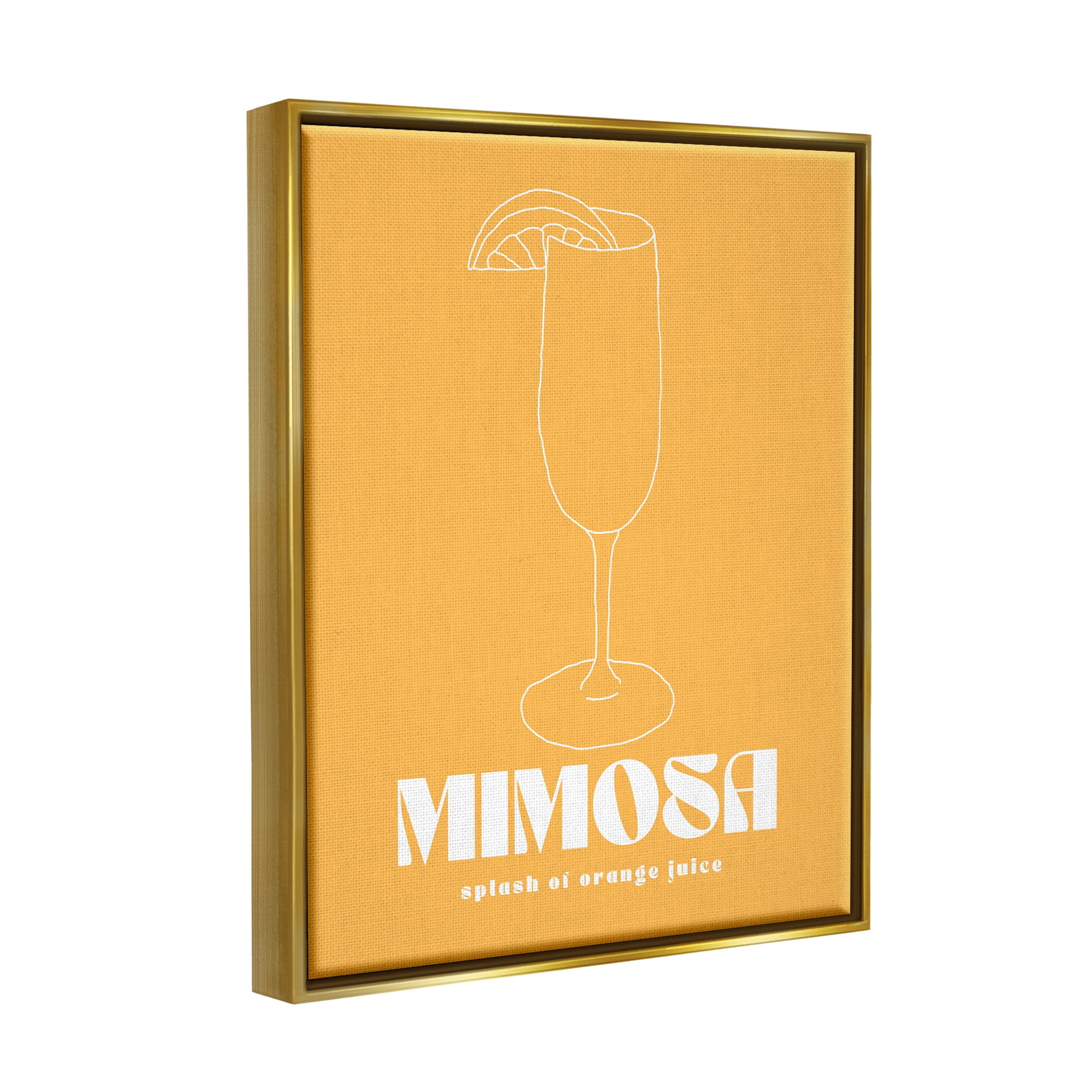Stupell Industries Mimosa Splash of OJ Food & Beverage Painting Gold Floater Framed Canvas Art Print Wall Art, 25 x 31