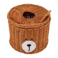 thumbnail image 2 of Porte-Mouchoirs, Boîte à Mouchoirs Marron à Accès Facile Distributeur en Rotin Ours Mignon Rond pour Table, 2 of 8