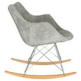 thumbnail image 5 of Modern Upholstered Rocking Chair – Small Accent Chair for Nursery, Kids, or Living Room | Nursing Chair with Curved Back & Wood Rocker Legs, French Silver, 5 of 9