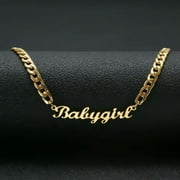 HOOUN New Personalized Custom Name Stainless Steel Cuban Curb Chain Engraving Necklace-Gold