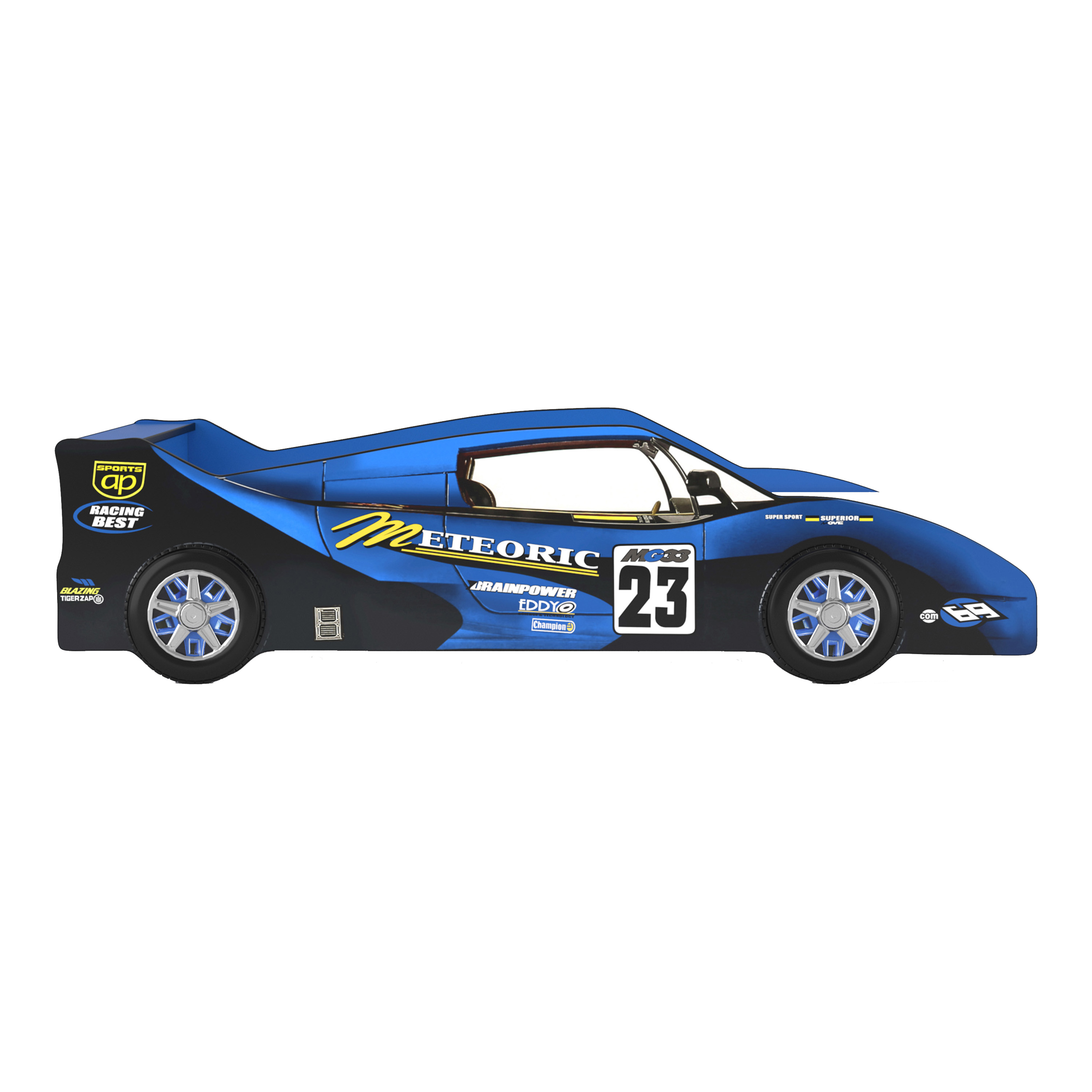 Furniture of America Roddy Kids Wood Twin Race Car Bed, Blue