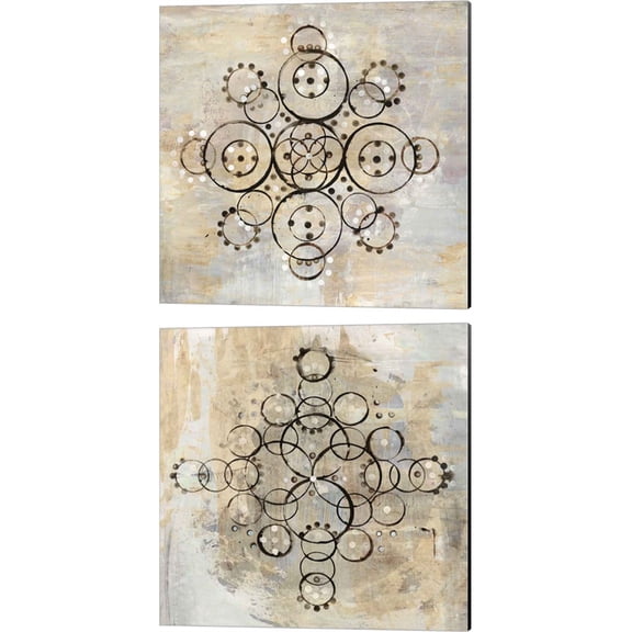 Great Art Now Neutral Mandala by Melissa Averinos 2 Piece Canvas Art Set Each 14"W x 14H